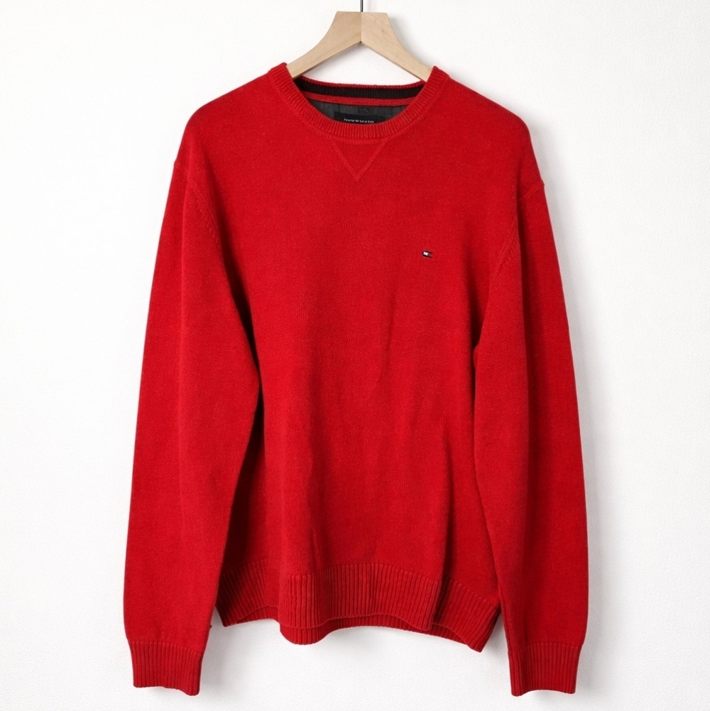 Tommy Hilfiger Red Crewneck Cotton Sweater – Men’s‎ XL